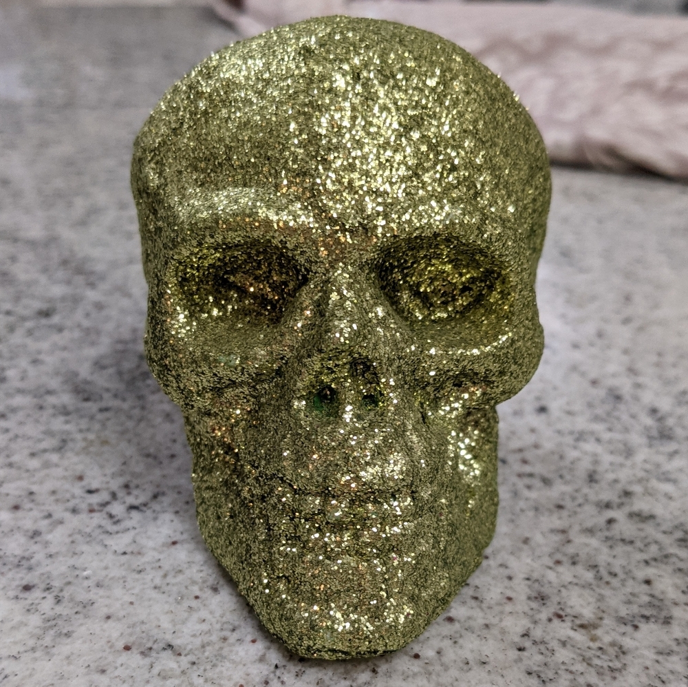 Green glitter skull